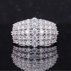 Custom designed Sterling Silver and Moissanite Statement Ring